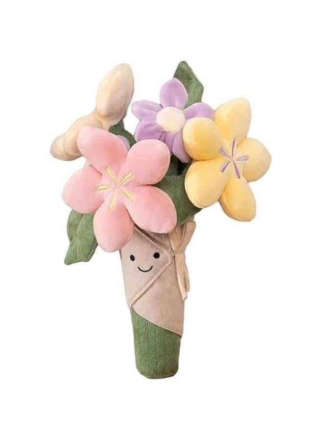 Cute Flower Plush Doll Stuffed Plant Plushie Soft Lovely Smiling Face Huggable Handing Toy Sweet Gifts for Boys Girls Kids Adults, Pink, W32PL00075 - Image 1