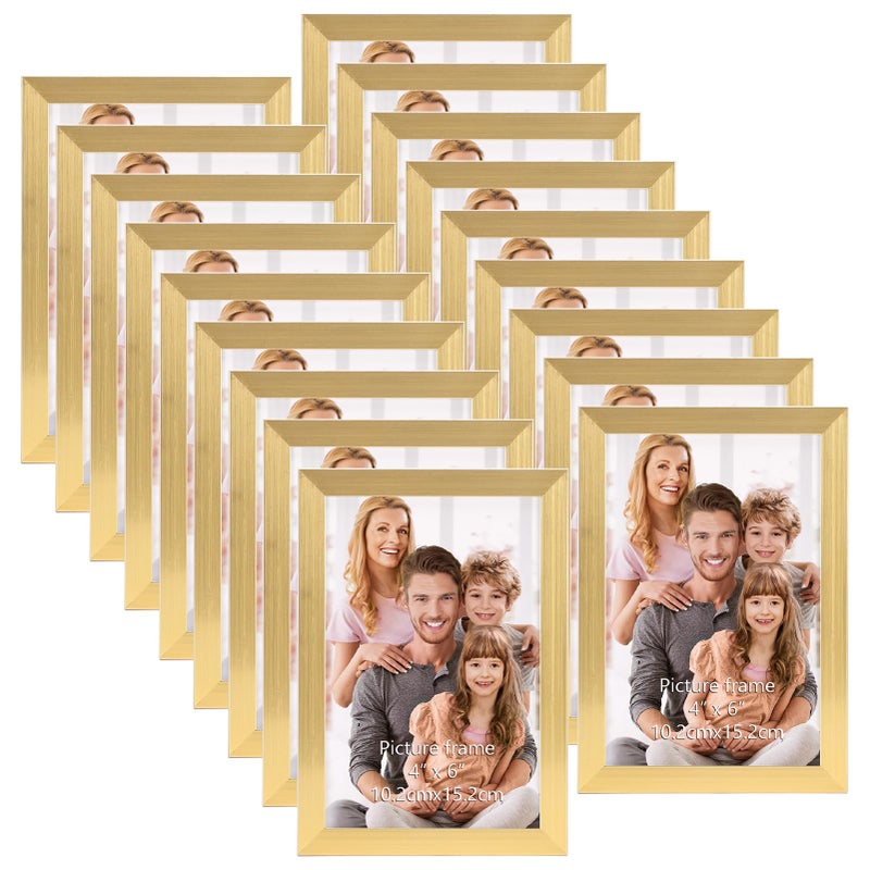 WIFTREY 4x6 Picture Frame Gold 4 x 6 Photo Frames Bulk for Wall Hanging or Tabletop Display 18 Pack