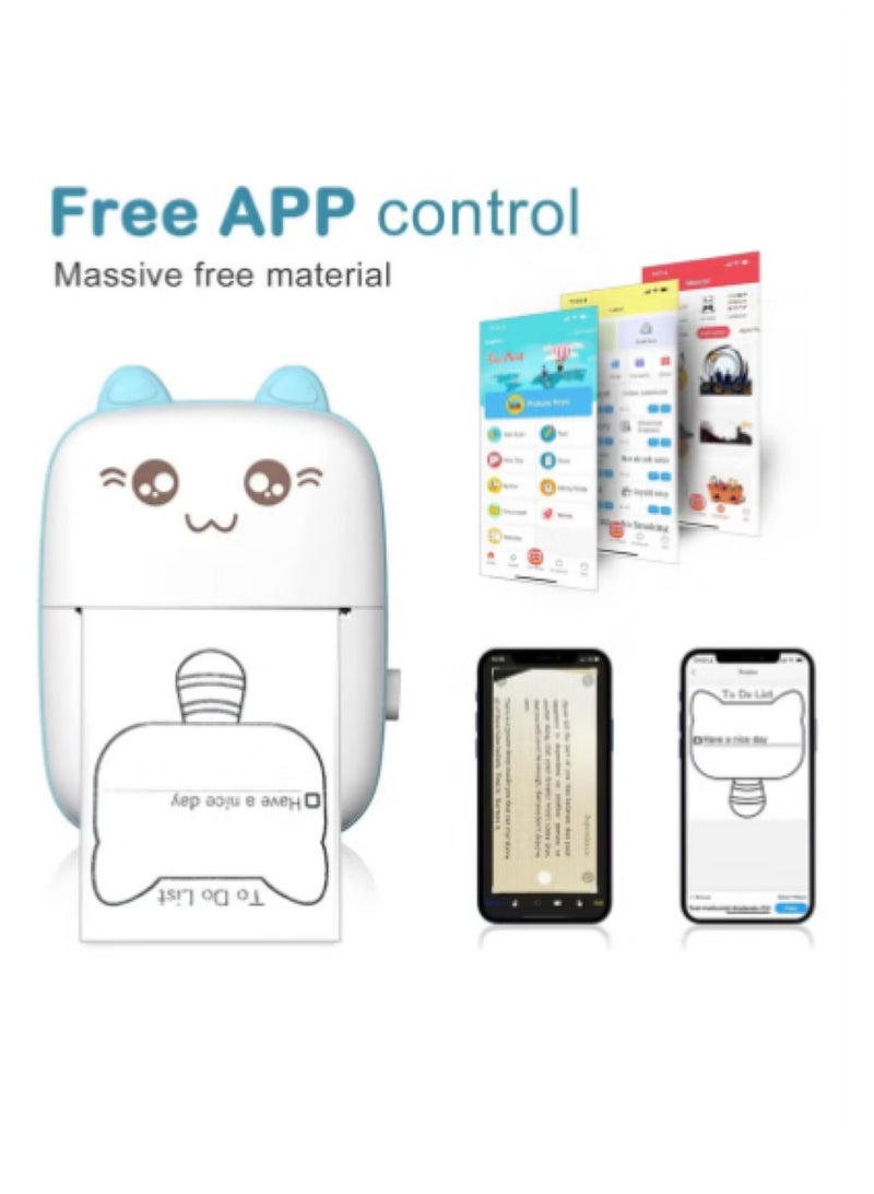 Mini Printer,Portable Labler Maker with 13 Rolls Paper,Bluetooth Sticker Printer Wireless Inkless printer Compatible with iOS/Android for Study Notes Journal,Memo,Photo,Lists,QR,Adress  - Image 3