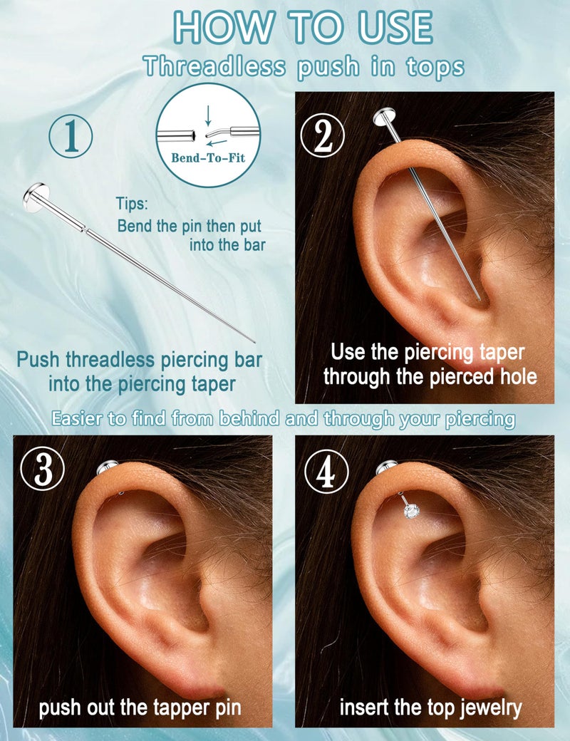 ORAZIO 14K Gold Filled Nose Rings Studs Hoops for Women Men 20G Hypoallergenic Surgical Steel Push in Threadless Flat Back Earrings CZ Helix Tragus Lip Cartilage Medusa Nostril Piercing Jewelry S1 - Image 5