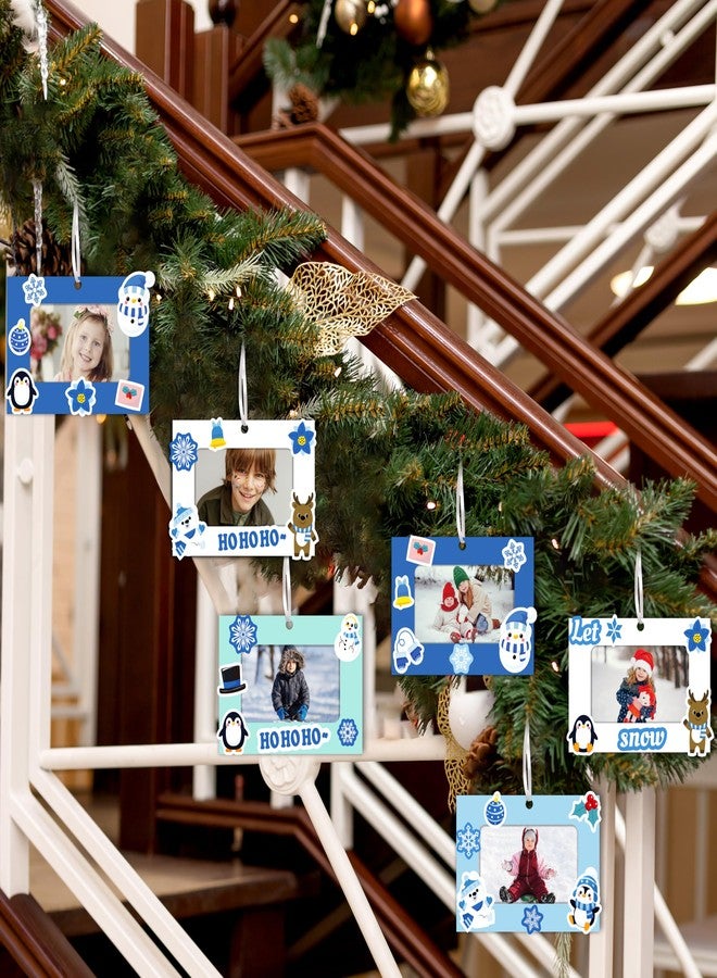 80UncleKimby 40pcs Christmas Snowflake Picture Frame Crafts Kit - DIY Xmas Photo Ornaments Bulk Decorations for Winter Holiday Party Supplies Decor（Assembly Needed） - Image 2