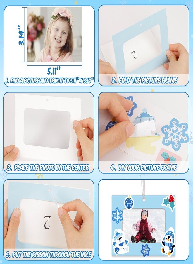 80UncleKimby 40pcs Christmas Snowflake Picture Frame Crafts Kit - DIY Xmas Photo Ornaments Bulk Decorations for Winter Holiday Party Supplies Decor（Assembly Needed） - Image 5