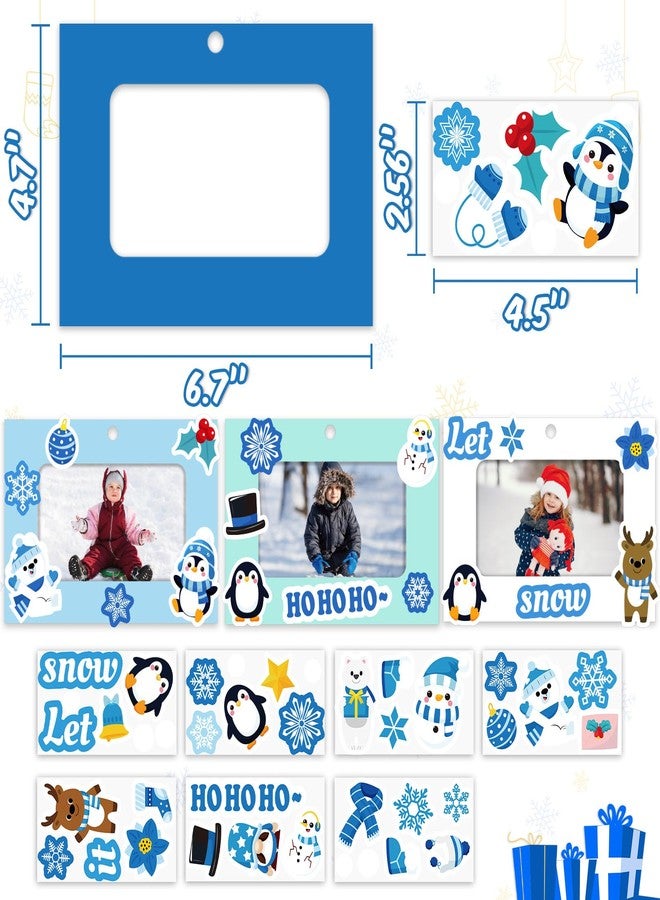 80UncleKimby 40pcs Christmas Snowflake Picture Frame Crafts Kit - DIY Xmas Photo Ornaments Bulk Decorations for Winter Holiday Party Supplies Decor（Assembly Needed） - Image 3