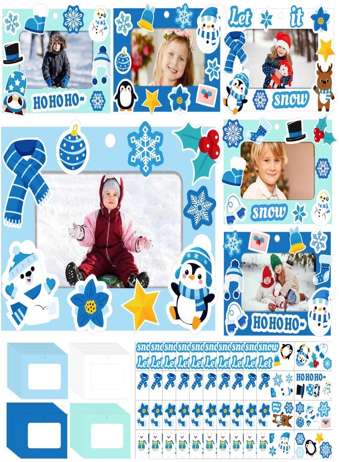 80UncleKimby 40pcs Christmas Snowflake Picture Frame Crafts Kit - DIY Xmas Photo Ornaments Bulk Decorations for Winter Holiday Party Supplies Decor（Assembly Needed） - Image 1