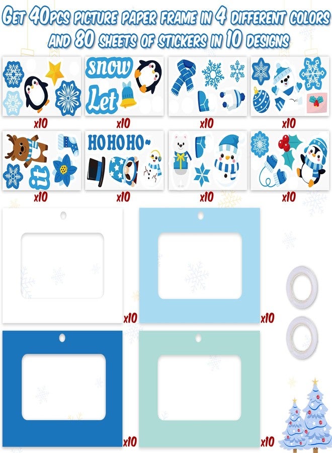 80UncleKimby 40pcs Christmas Snowflake Picture Frame Crafts Kit - DIY Xmas Photo Ornaments Bulk Decorations for Winter Holiday Party Supplies Decor（Assembly Needed） - Image 4