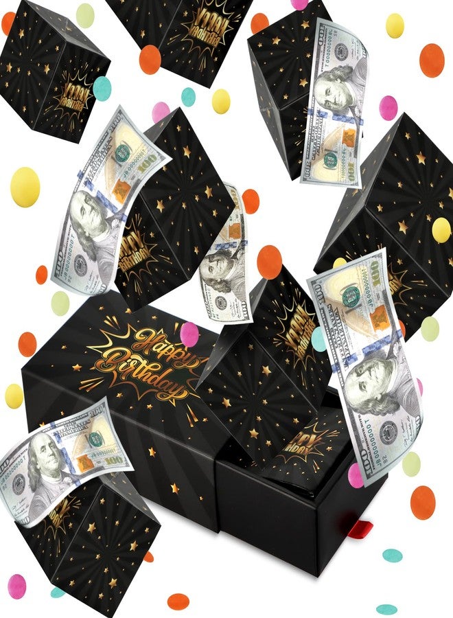 Giftota Black Gold Birthday Surprise Gift Box Explosion - Money Gift Box with Confetti - Pop Out Money Box - Cash Gift Idea - Image 1