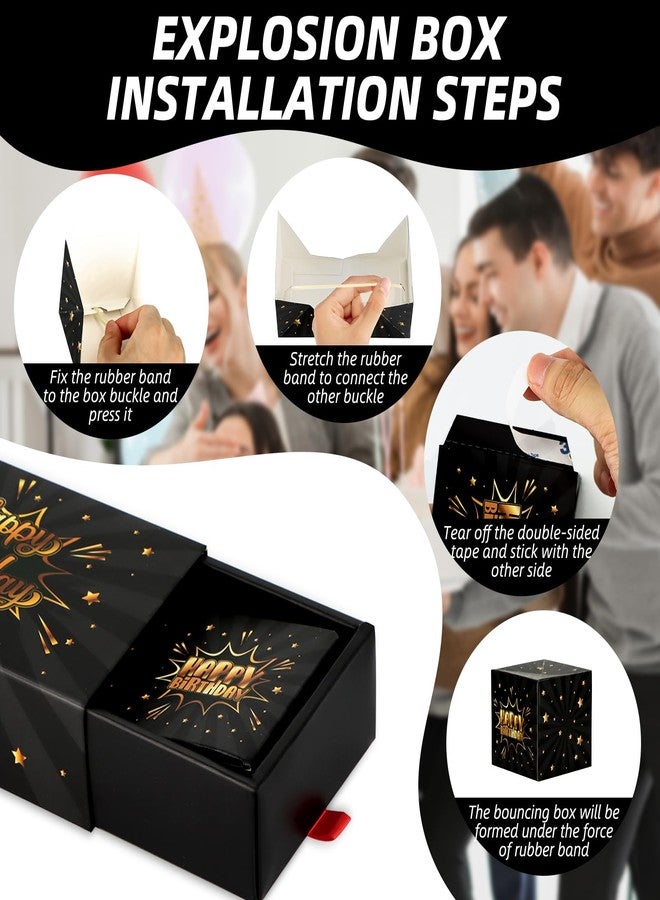 Giftota Black Gold Birthday Surprise Gift Box Explosion - Money Gift Box with Confetti - Pop Out Money Box - Cash Gift Idea - Image 4
