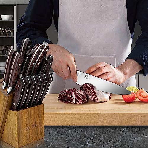 DDF iohEF Kitchen Knife Set, 16-Piece Knife Sets for Kitchen with Block Japanese Stainless Steel Knives Set with Sharpener Ultra Sharp Professional Chef Knife Set with Ergonomic Handle for Cutting - Image 5
