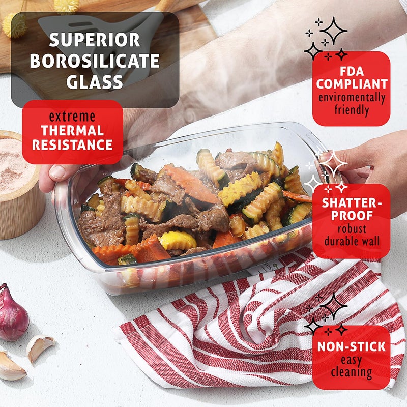 EATEX Glass Bread Pans for Homemade Bread Baking, 1.9 Quart Deep Rectangular Glass Food Storage Containers with Lids, 3 Bread Loaf Pans 3 Airtight Lids Black Microwave Oven & Freezer Safe - Image 4