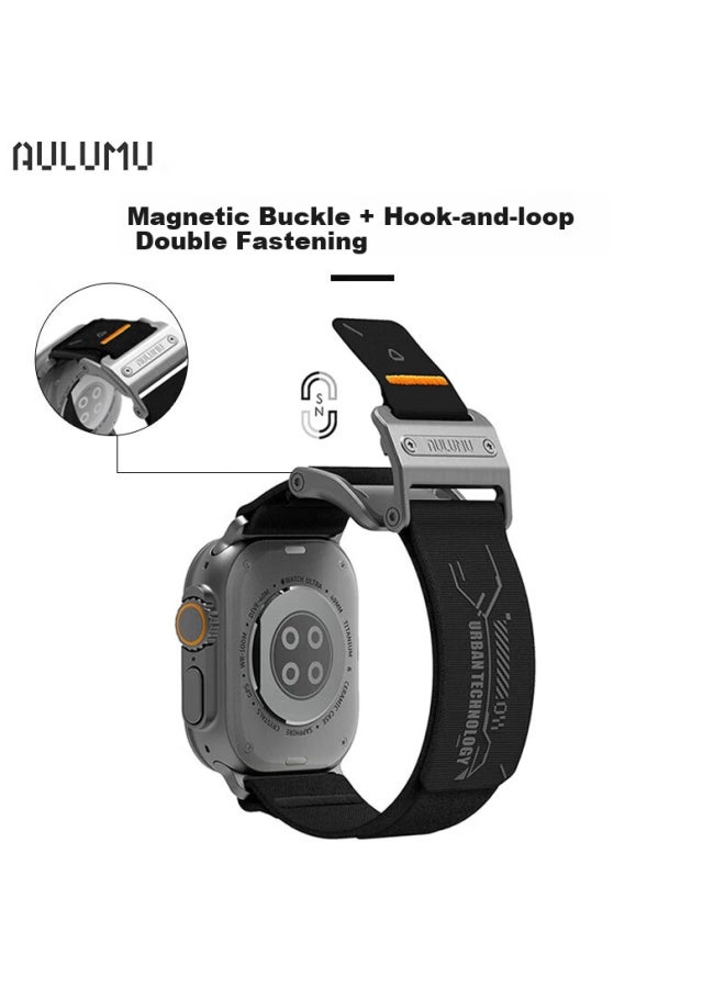 aurumé Aulumu A11 Compatible With Apple Watch Ultra 2/Series 9/10/Se, Ultra-Thin Magnetic Clasp, Dual Watch Band, Sports Band, Flowing Orange - Image 3