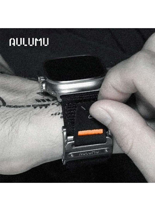 aurumé Aulumu A11 Compatible With Apple Watch Ultra 2/Series 9/10/Se, Ultra-Thin Magnetic Clasp, Dual Watch Band, Sports Band, Flowing Orange - Image 1