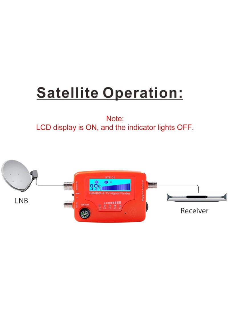 Digital Satellite Finder, 2 in 1 Satellite and TV Signal Finder STF-01 TV Antenna Signal Strength Meter Signal Finding Meter with Compass Alarm Buzzer  - Image 2