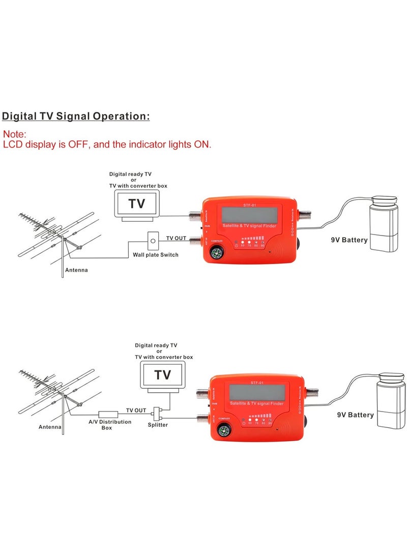 Digital Satellite Finder, 2 in 1 Satellite and TV Signal Finder STF-01 TV Antenna Signal Strength Meter Signal Finding Meter with Compass Alarm Buzzer  - Image 3