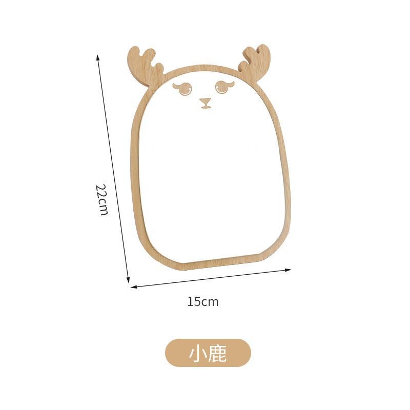 Ins Style Beauty Salon Makeup Mirror Handle Embroidery Hand-Held Portable Carry-On Beauty Makeup Beauty Mirror Wooden Mirror - Image 1