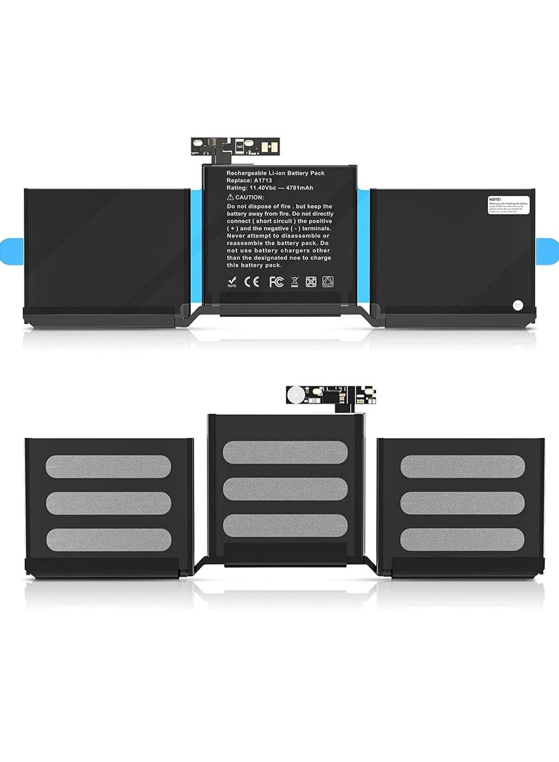 Max Power A1713 A1708 Battery Replacement Laptop Battery for MacBook Pro 13-inch A1708 (Late 2016, Mid 2017) - [Li-Polymer 11.4V 54.5Wh 4781mAh - Image 2
