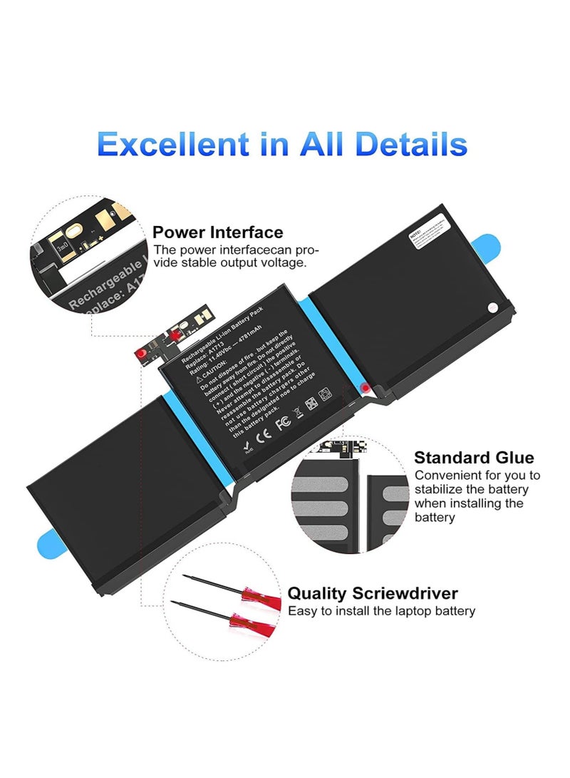 Max Power A1713 A1708 Battery Replacement Laptop Battery for MacBook Pro 13-inch A1708 (Late 2016, Mid 2017) - [Li-Polymer 11.4V 54.5Wh 4781mAh - Image 4