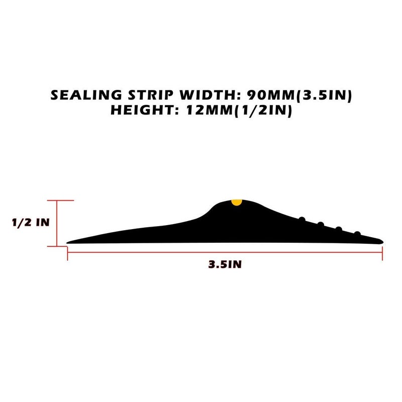 بابيلون شريط مانع للتسرب أسفل باب المرآب من بابيلون، بديل لعتبة مطاطية مقاومة للعوامل الجوية، لا يشمل مانع التسرب/المادة اللاصقة (12 قدمًا، أسود) - Image 2