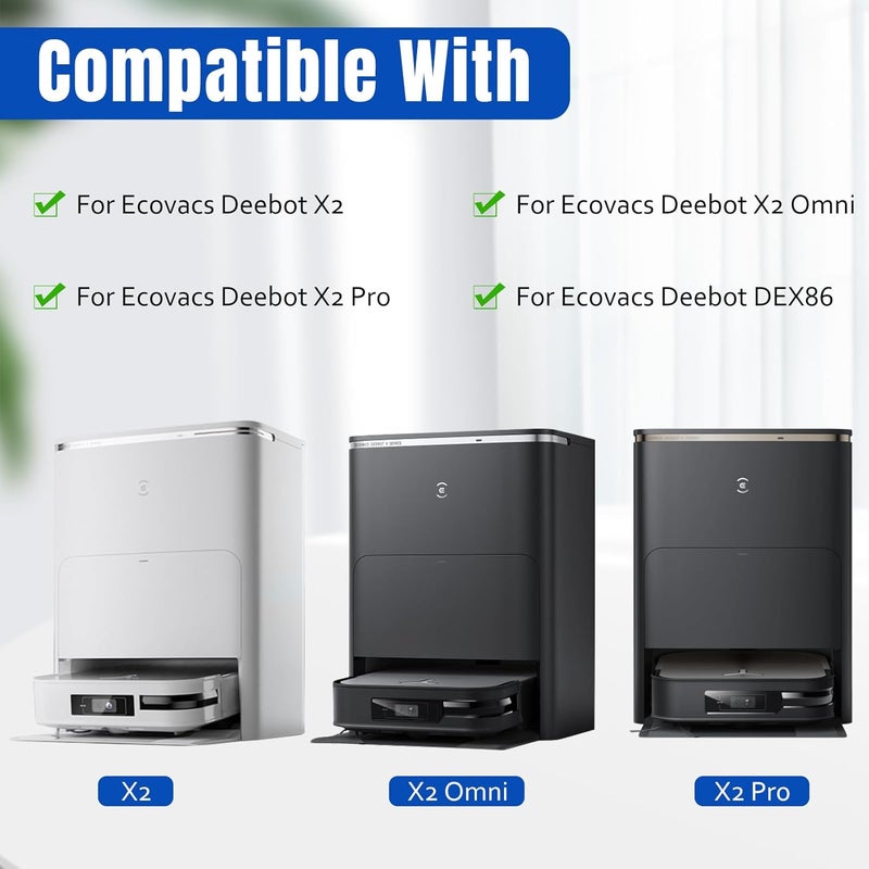 تشان تشنج 16 قطعة من مجموعة أكياس ترشيح HEPA البديلة لمكنسة Ecovacs Deebot X2 / X2 Omni / X2pro / DEX86، قطع غيار، 4 فرش جانبية، 4 مرشحات HEPA، 4 قطع قماش تنظيف، 4 أكياس غبار - Image 2