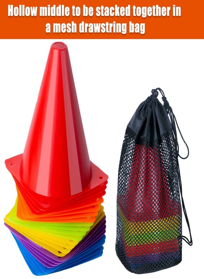 cyrico 7 Inch Soccer Cones, 24 Pack Cones Sports Training Agility Field Marker Plastic Cones for Skating Basketball Football Practice Drills, Indoor Outdoor Activity Events Games Obstacle Course - 6 Colors - Image 3