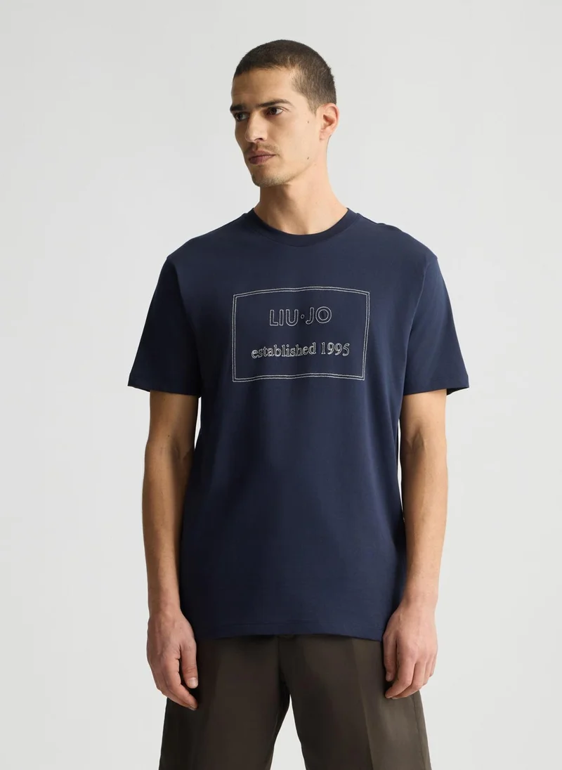 Liu Jo Blue T-Shirt with Embroidery