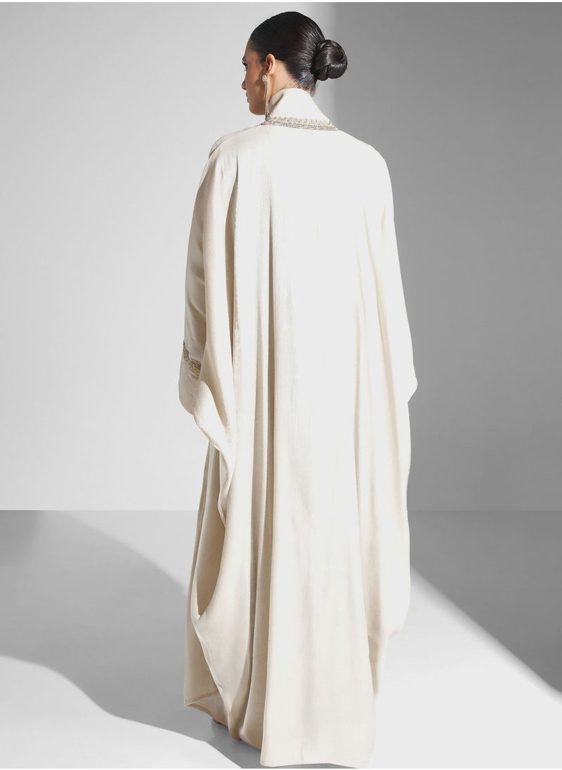 hayas closet - Embellished Cape Sleeve Abaya - Image 1