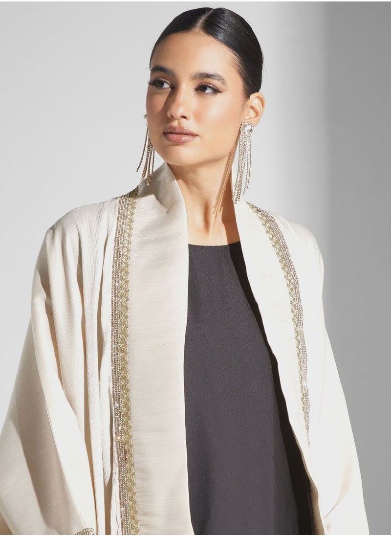 hayas closet - Embellished Cape Sleeve Abaya - Image 1