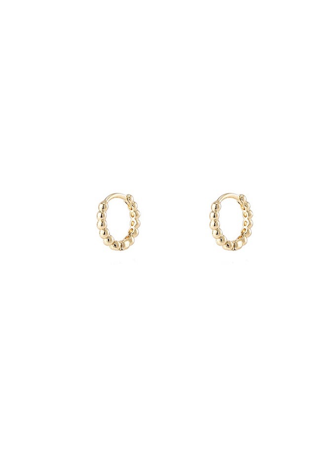 Round Bead Earrings, Gold Huggie Hoop Earrings, Gold Plated Dainty Small Simple Earrings - Image 1