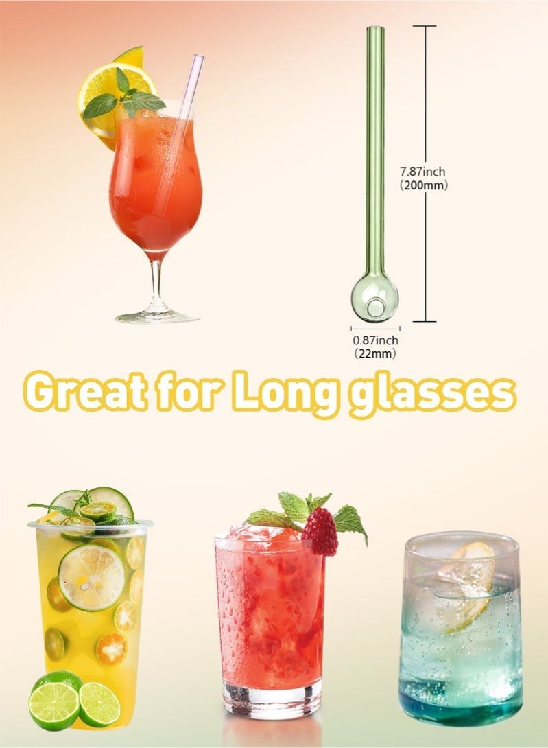 سِيمِير قشات زجاجية مقاومة للكسر - قشات زجاجية متينة قابلة لإعادة الاستخدام، عبوة من 8 قطع مع فرشاة تنظيف واحدة للمشروبات والأعشاب والعصائر والعلاج بالروائح (لون شفاف - 20 سم) - Image 3