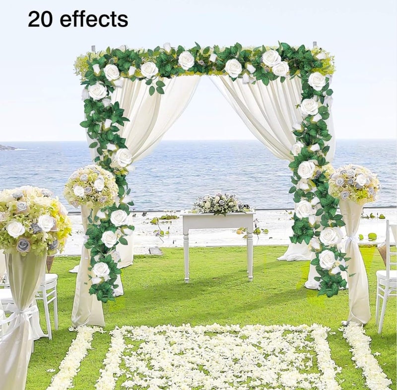 VRB Dec 1 قطعة من زهور صناعية متدلية من الزهور الاصطناعية للتزيين، إكليل من الورود (طول 6 أقدام) زهور حرير للزينة في حفلات الزفاف، ديوالي/غانباتي/عيد الميلاد. (أبيض) - Image 5