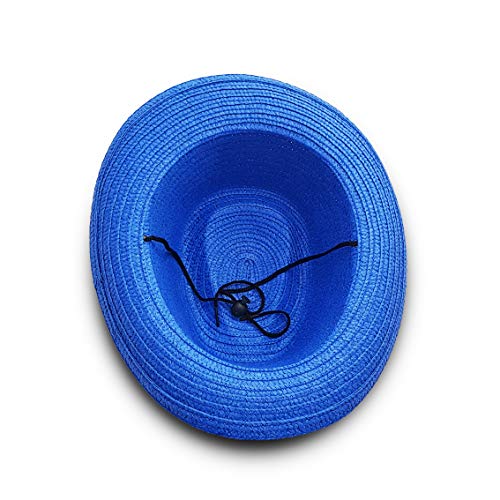 VRITRAZ Kids Summer Fashion Straw Unisex Bucket Cap, Suitable For 2-6 Years Hat (Blue) - Image 4
