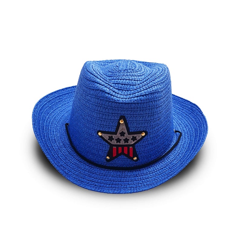 VRITRAZ Kids Summer Fashion Straw Unisex Bucket Cap, Suitable For 2-6 Years Hat (Blue) - Image 5