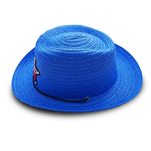 VRITRAZ Kids Summer Fashion Straw Unisex Bucket Cap, Suitable For 2-6 Years Hat (Blue) - Image 3