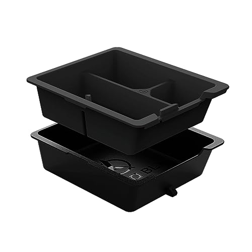 HALOBLK Center Console Organizer Tray, Two-Tier Removable Design Compatible with Tesla Model 3 (2021-2023) Model Y (2021-2024) - Image 1