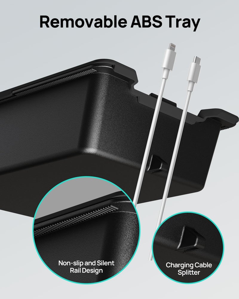 HALOBLK Center Console Organizer Tray, Two-Tier Removable Design Compatible with Tesla Model 3 (2021-2023) Model Y (2021-2024) - Image 5
