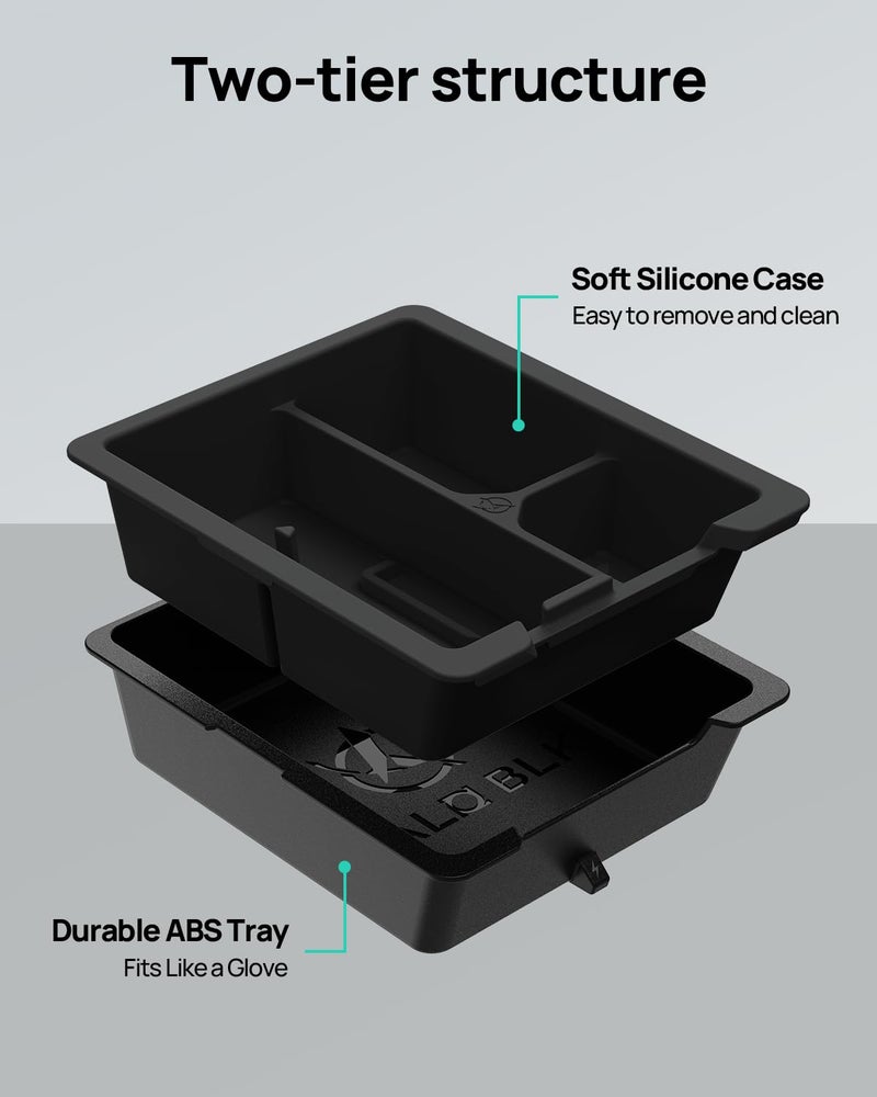HALOBLK Center Console Organizer Tray, Two-Tier Removable Design Compatible with Tesla Model 3 (2021-2023) Model Y (2021-2024) - Image 2