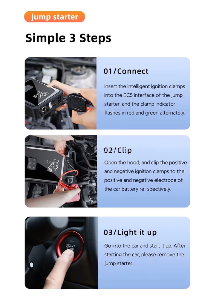 Generic 2 in 1 Jump Starter with Tire Pump S03-L, Car Jump Starter with Tire Inflation and Power Bank, 8000mAh Battery with Type-C Charging  - Image 5