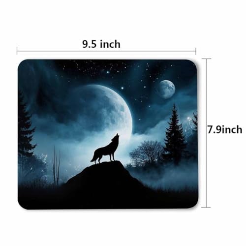 Pehede Computer Mouse Pad Wolf Howls Dark Full Moon,Personalized Mouse Pad Non-Slip Rubber Base for Gamer Office & Home 7.9x9.5 Inch - Image 5