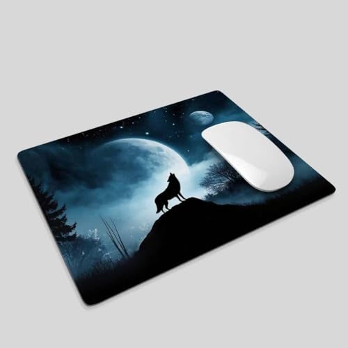 Pehede Computer Mouse Pad Wolf Howls Dark Full Moon,Personalized Mouse Pad Non-Slip Rubber Base for Gamer Office & Home 7.9x9.5 Inch - Image 2