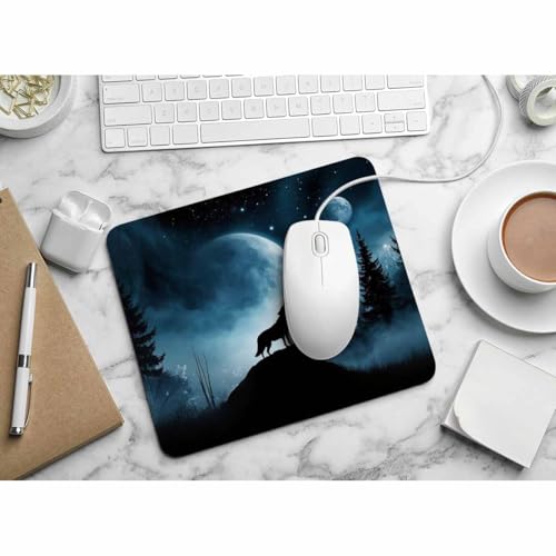 Pehede Computer Mouse Pad Wolf Howls Dark Full Moon,Personalized Mouse Pad Non-Slip Rubber Base for Gamer Office & Home 7.9x9.5 Inch - Image 3
