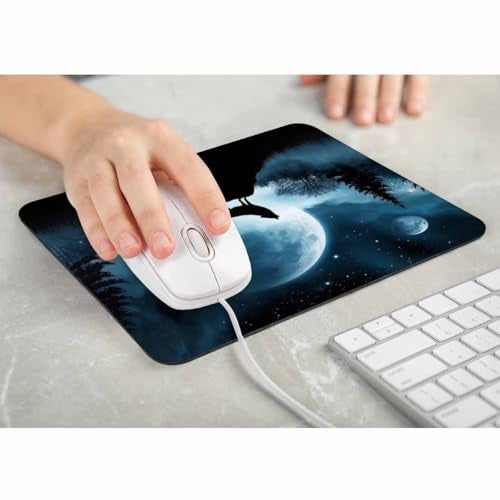 Pehede Computer Mouse Pad Wolf Howls Dark Full Moon,Personalized Mouse Pad Non-Slip Rubber Base for Gamer Office & Home 7.9x9.5 Inch - Image 4