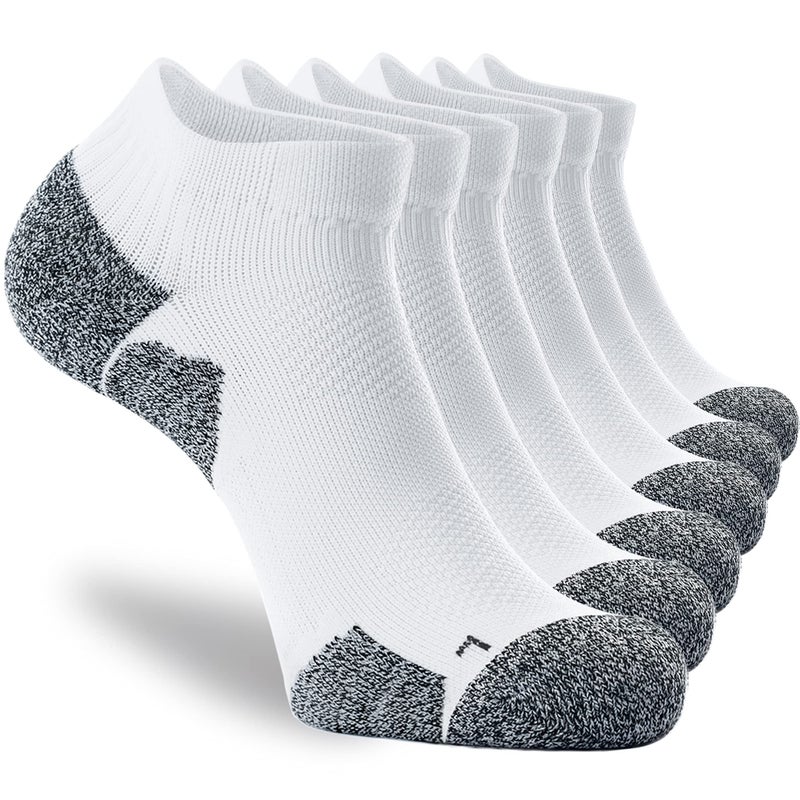 CWVLC Unisex Cushioned Compression Athletic Ankle Socks Multipack, 6-pairs White, L (10.5-13 W US/ 9-11.5 M US) - Image 1
