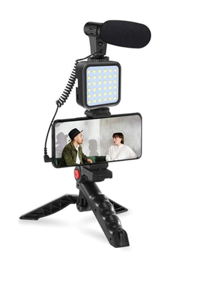 Vlogging Live Streaming Kit With Microphone Tripod Black  - Image 3