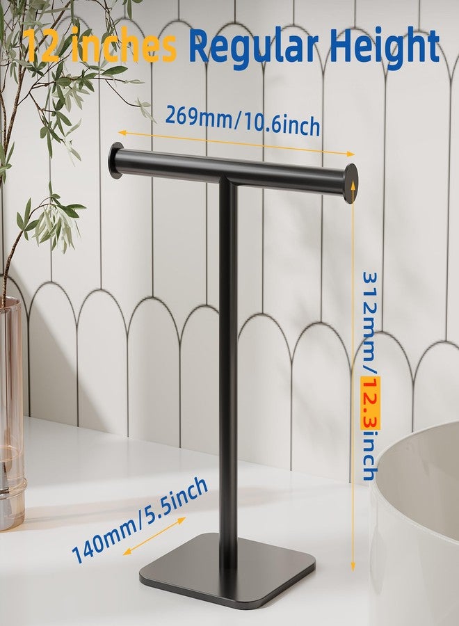 RUACQ Hand Towel Holder Stand, Free Standing Hand Towel Rack for Bathroom Countertop, 304 Stainless Steel, Weighted Base, Heavy Duty (Matte Black) - Image 2