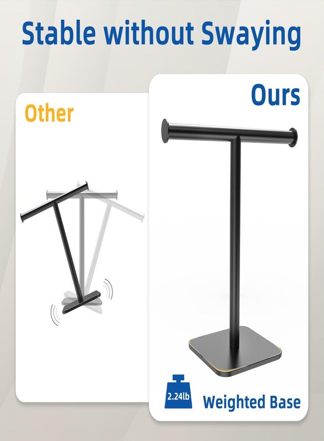 RUACQ Hand Towel Holder Stand, Free Standing Hand Towel Rack for Bathroom Countertop, 304 Stainless Steel, Weighted Base, Heavy Duty (Matte Black) - Image 4