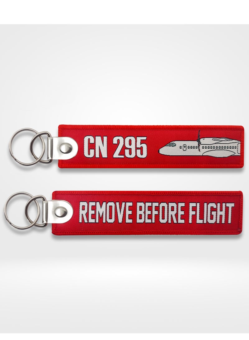 CN-295 RED FABRIC KEY CHAIN