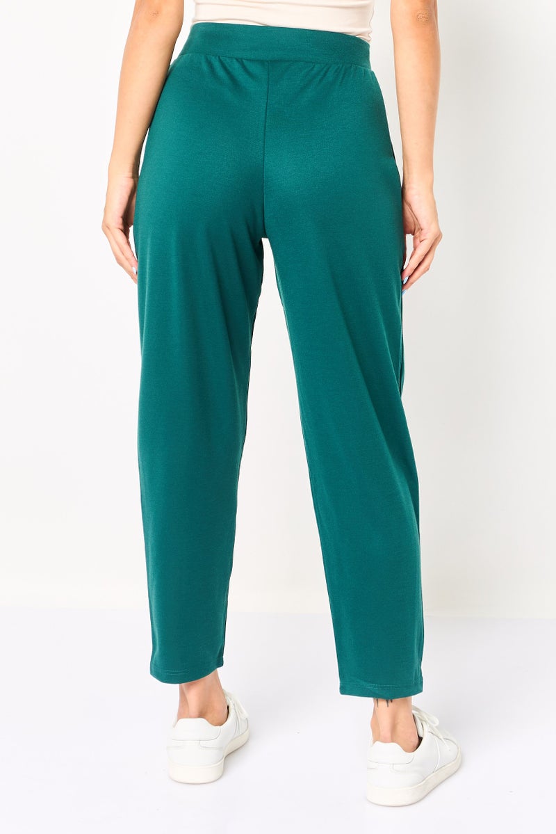 Alacati Stili Women Regular Fit Solid Straight Leg Pants, Dark Green - Image 4