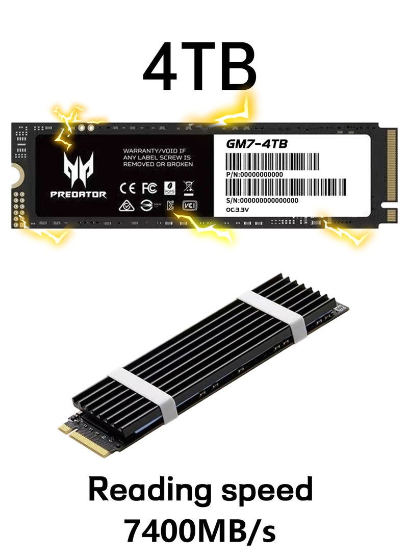 بريداتور - 4 تيرا بايت 7400 ميجابايت / ثانية SSD PCIe NVMe Gen4 M.2 2280 ، محركات أقراص صلبة داخلية ، متوافقة مع PS5 ، كمبيوتر مكتبي ، كمبيوتر محمول ، بما في ذلك غرفة التبريد وأدوات التفكيك وتعليمات التثبيت - Image 1