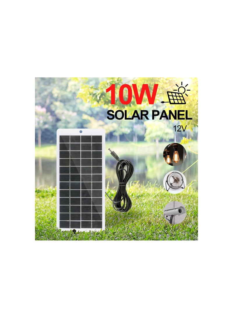 GGOOT 10W 12V Solar Panel Outdoor 3 Meter Cable Portable Solar Charger Pan Climbing Fast Charger Polysilicon Tablet Solar Generator for 3.7V Battery/Garden Lamp  - Image 2