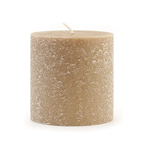 Root Candles Unscented Pillar Candles Beeswax Enhanced Textured Timberline™ Pillar Candle, 3 x 3-Inch, Taupe - Image 1
