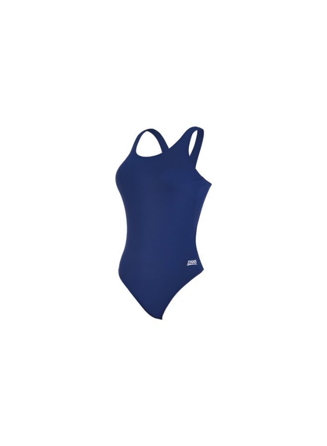 Zoggs Cottesloe Powerback OnePiece Swimsuit Navy | Sustainable Ecolast+ Fabric, 100% Chlorine Proof, UPF50+, Shelf Bra, Medium Leg Coverage, Quick Dry, Supportive Fit for Swim Training | 462510-NV40 - Image 1